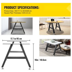 Teräksiset A-muotoiset pöydänjalat 40,6 x 45 cm 2 kpl korkeussäädöllä