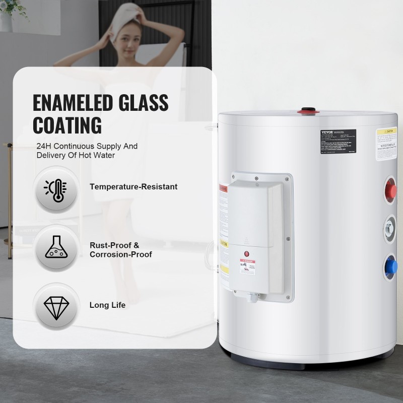 Sähköinen 40 litran lämminvesivaraaja kylmävalssattu hiiliteräs 1600 wattia sivuliitäntä roiskevesisuojattu