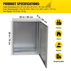 Sähkökotelo kylmävalssattu hiiliteräs 70x50x20 cm IP65 NEMA 4