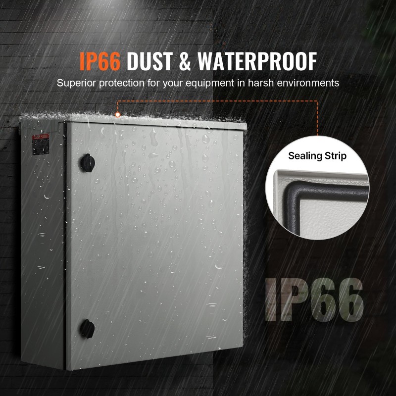 Sähkökeskuksen kotelo kylmävalssattu teräs 2 mm 60x60x20 cm NEMA 4 IP66 seinäasennus