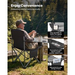 Taitettava retkituoli ulkokäyttöön 600D Oxford kangas pehmustettu istuin teräsrunko sivutaskut 158 kg