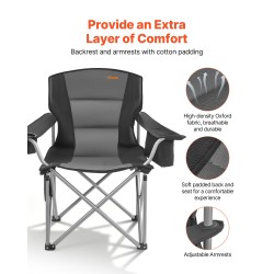 Taitettava retkituoli ulkokäyttöön 600D Oxford kangas pehmustettu istuin teräsrunko sivutaskut 158 kg