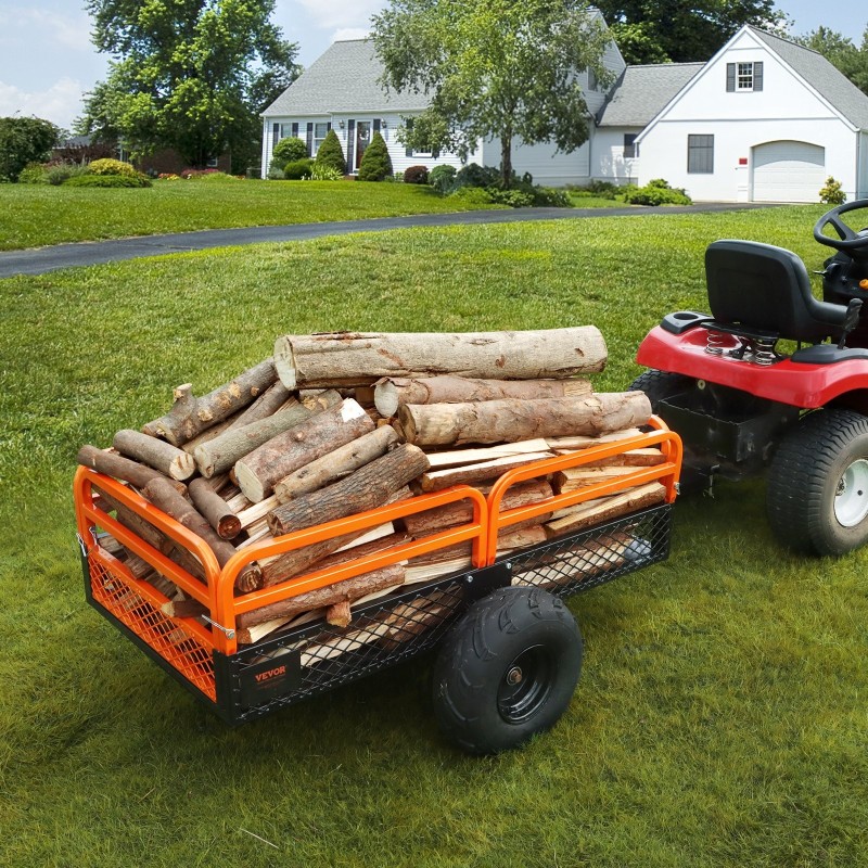 Teräsinen vedettävä kippikärry kantavuus 680 kg 15 kuutiojalkaa irrotettavilla laidoilla