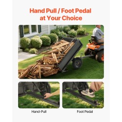 Teräksinen puutarhavaunu 227 kilogramman kantavuus mönkijän ja ruohonleikkurin perään 14 tuuman renkaat