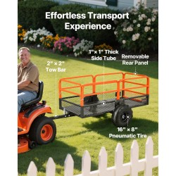 Teräksinen vedettävä kipattava puutarhavaunu kantavuus 725 kilogrammaa tilavuus 0,62 kuutiometriä