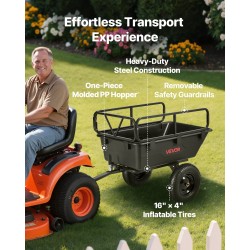 Puutarhavaunu PP-muovikori 10 kuutiojalkaa 227 kilogramman kantavuus 16 tuuman renkaat