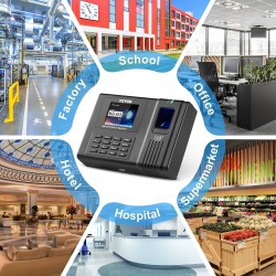 Seinäasennettava biometrinen työajanseurantalaite sormenjäljellä RFID-kortilla ja salasanalla