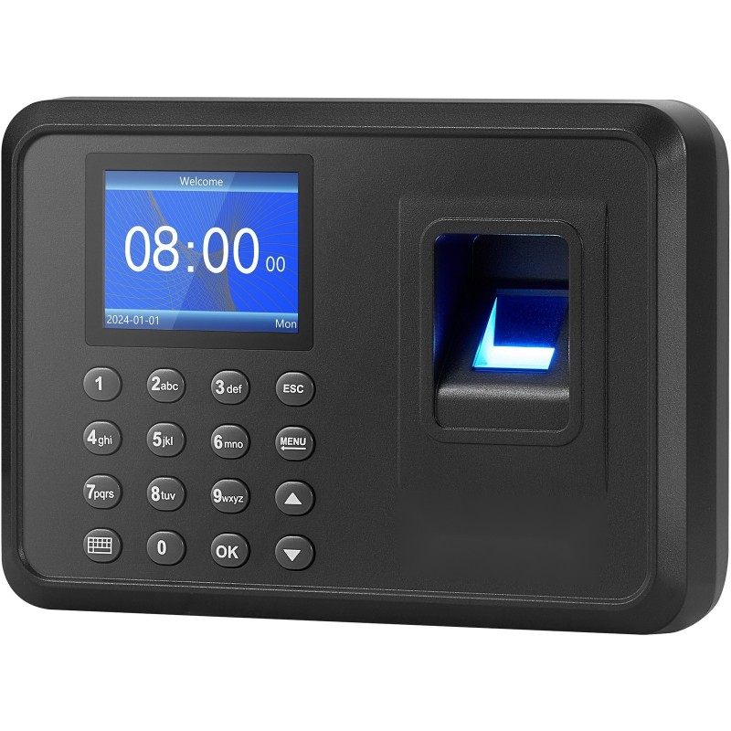 Työajanseurantalaite sormenjälkitunnistuksella ja salasanalla 2,4-tuumainen näyttö USB-muistille seinäkiinnitys