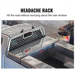 Alumiiniverkkoinen ohjaamosuojaristikko pickupin kuormatilan etureunaan 136 kg kantavuus