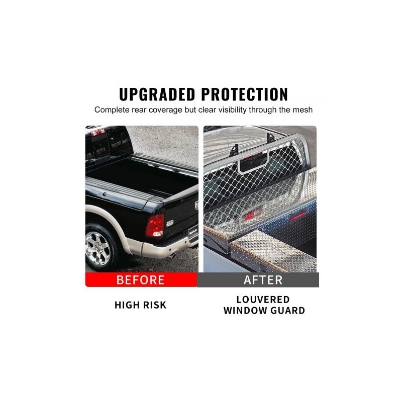 Alumiiniverkkoinen ohjaamosuojaristikko pickupin kuormatilan etureunaan 136 kg kantavuus