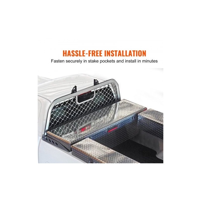 Alumiiniverkkoinen ohjaamosuojaristikko pickupin kuormatilan etureunaan 136 kg kantavuus