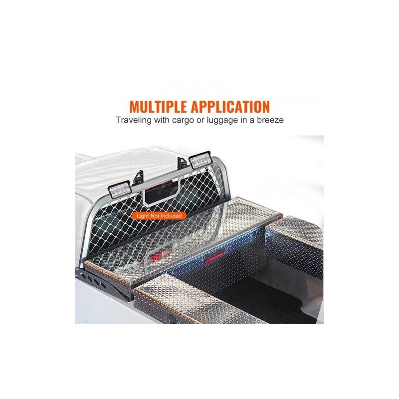 Alumiiniverkkoinen ohjaamosuojaristikko pickupin kuormatilan etureunaan 136 kg kantavuus