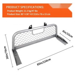 Alumiiniverkkoinen ohjaamosuojaristikko pickupin kuormatilan etureunaan 136 kg kantavuus