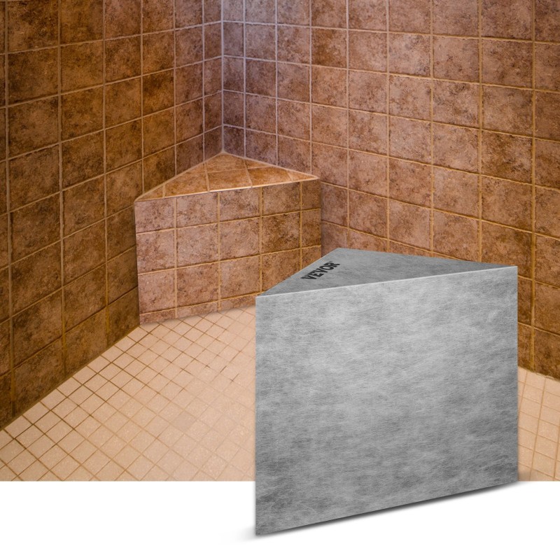 Laatoitettava EPS-komposiittinen suihkuistuin nurkkaan 57x40x50 cm vesitiivis 200 kg kantavuus