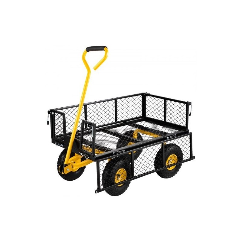 Teräs puutarhavaunu 408 kilogramman kantavuudella irrotettavilla verkkolaidoilla kääntyvällä vetoaisalla 25,4 senttimetrin
