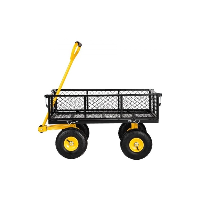 Teräksinen puutarhavaunu 227 kg irrotettavat verkkosivut 25,4 cm kumirenkaat 180 asteen kahva