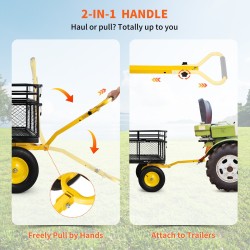 Teräksinen puutarhavaunu kuusisataakolmekymmentäviisi kilogramman kantavuus irrotettavat verkkosivut kaksitoiminen kahva