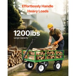 Teräksinen puutarhavaunu 544 kilogramman kantavuus irrotettavat verkkolaidat 13 tuuman renkailla