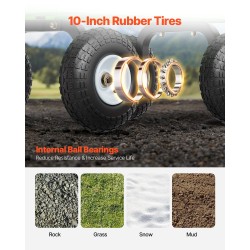 Teräksinen puutarhavaunu 308 kg kantavuus irrotettavat sivulaidat 10 tuuman renkailla