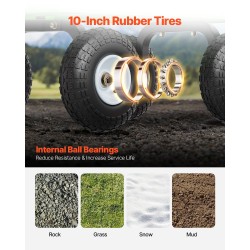 Teräksinen puutarhavaunu 408 kg kantavuus irrotettavat verkkosivulaidat 10 tuuman renkaat