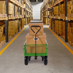 Teräksinen puutarhavaunu 408 kg kantavuus irrotettavat verkkosivulaidat 10 tuuman renkaat