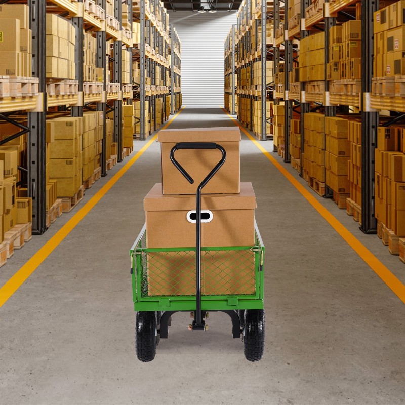 Teräksinen puutarhavaunu 408 kg kantavuus irrotettavat verkkosivulaidat 10 tuuman renkaat