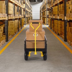 Teräksinen puutarhavaunu 408 kg kantavuus irrotettavat verkkolaidat 10-tuumaiset kumirenkaat säädettävä kahva