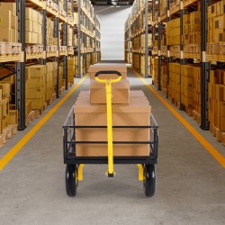 Teräksinen puutarhavaunu 544 kg kantavuus 13-tuumaisilla maastorenkailla irrotettavilla verkkosivuilla kaksoiskäyttöisellä