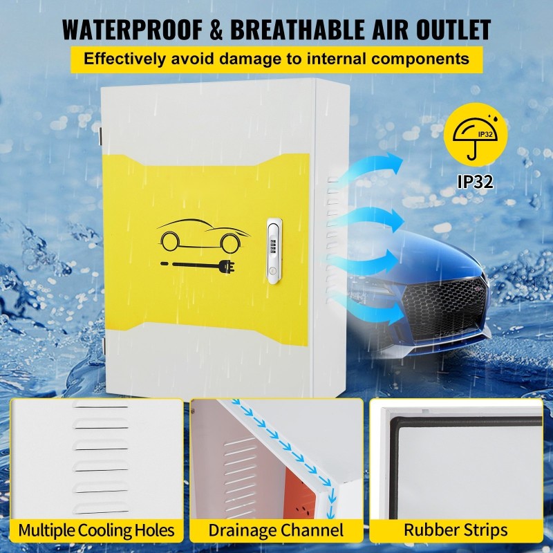 Latausaseman kotelo kylmävalssattua hiiliterästä 70 x 50 x 25 cm Tesla-latauslaitteelle