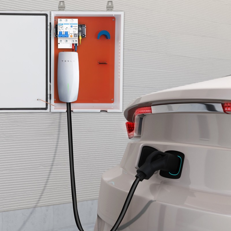 Latausaseman kotelo kylmävalssattua hiiliterästä 70 x 50 x 25 cm Tesla-latauslaitteelle