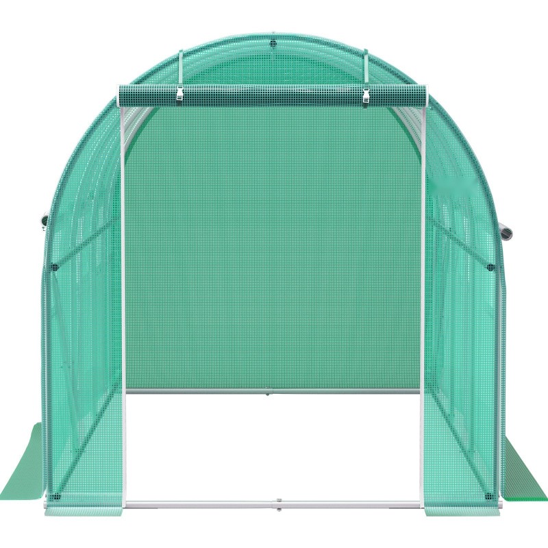 Tunnelikasvihuone galvanoitu teräsrunko koko 3,7 x 2,1 x 2,1 m 6 verkkoikkunaa