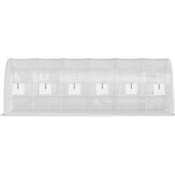 Tunnelikasvihuone galvanoitu teräsrunko PE kansi 6 1x3x2 1 m 2 vetoketjuovea 12 ikkunaa