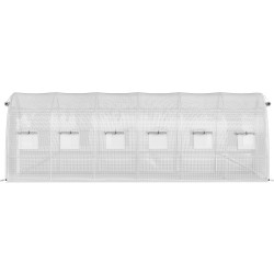 Tunnelikasvihuone galvanoitu teräsrunko PE-kansi 6,1x3x2,1 m 2 vetoketjuovea 12 ikkunaa