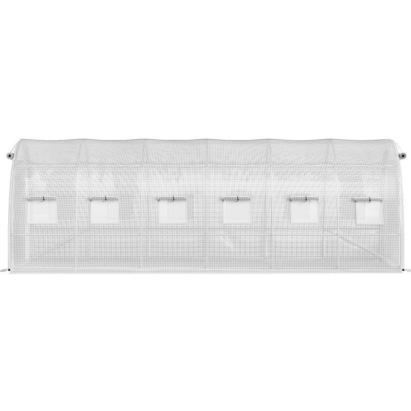 Tunnelikasvihuone galvanoitu teräsrunko PE-kansi 6,1x3x2,1 m 2 vetoketjuovea 12 ikkunaa