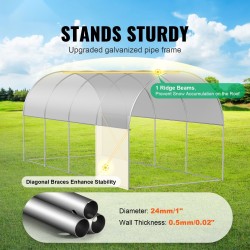 Tunnelikasvihuone 445×194×192 cm sinkitty teräsrunko valkoinen polyeteenipeite rullattava vetoketjuovi kahdeksalla ikkunalla