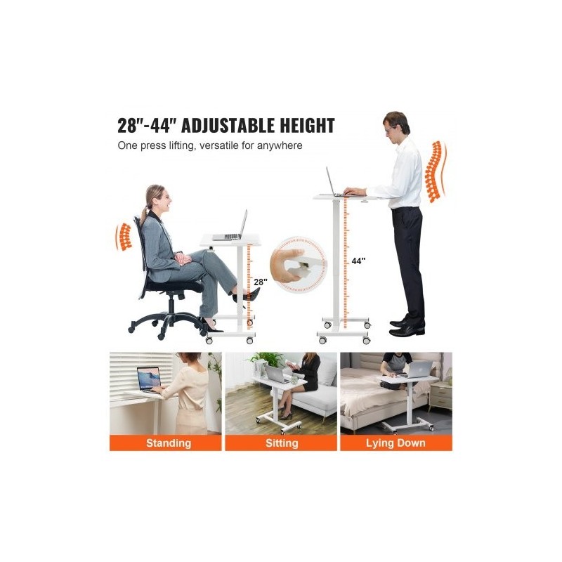 Korkeussäädettävä istuma-seisomatyöpöytä lastulevy pöytätaso hiiliteräsjalat kaasujousi 4 kääntyvää pyörää 2 lukittavaa