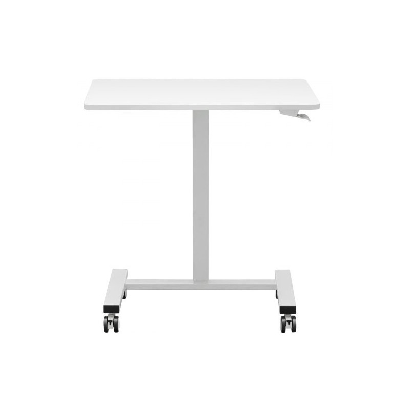 Korkeussäädettävä istuma-seisomatyöpöytä lastulevy pöytätaso hiiliteräsjalat kaasujousi 4 kääntyvää pyörää 2 lukittavaa