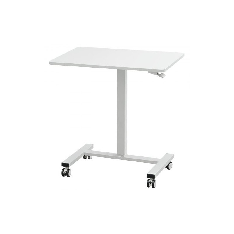 Korkeussäädettävä istuma-seisomatyöpöytä lastulevy pöytätaso hiiliteräsjalat kaasujousi 4 kääntyvää pyörää 2 lukittavaa