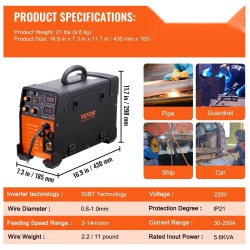 Invertterihitsauskone kolmitoiminen MIG MMA TIG IGBT 220V 30–250A