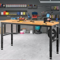 Korkeussäädettävä työpöytä tammivaneritasolla teräsrunko korkeus 72–97 cm 900 kg kantavuus