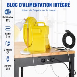Säädettävä työpöytä tammitasolla 122 cm leveä 51 cm syvä 79–104 cm korkeus