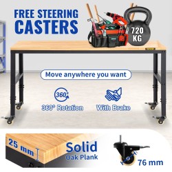 Korkeussäädettävä työpöytä tammitaso 122 x 61 cm 79–104 cm 720 kg