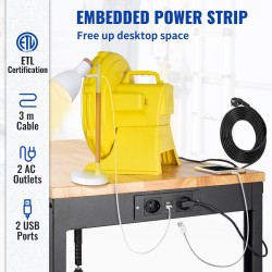 Työpöytä tammikansi 122 x 61 cm säädettävä 72–97 cm 900 kg pistorasioilla