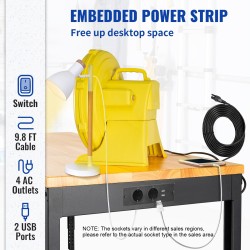 Säädettävä työpöytä tammilauta 154,9x50,8 cm teräsrunko 688–910 mm integroitu virtapaneeli