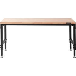 Korkeussäädettävä työpöytä massiivipuinen tammityötaso hiiliteräsrunko 1829 x 635 mm