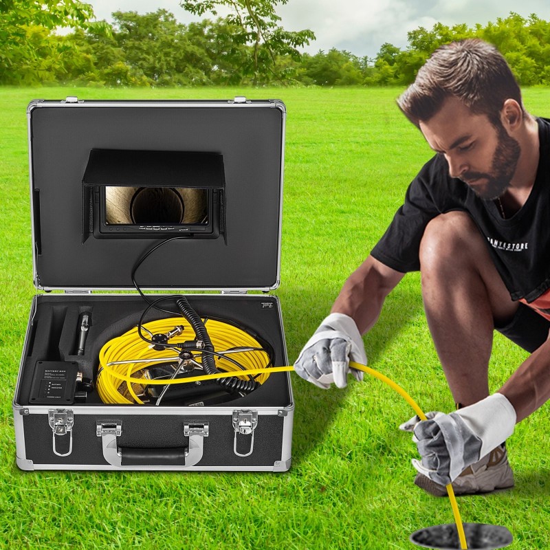 Putkistokamera 20m työntökaapeli vesitiivis ruostumaton teräs 9 tuuman näyttö 4500mAh akku