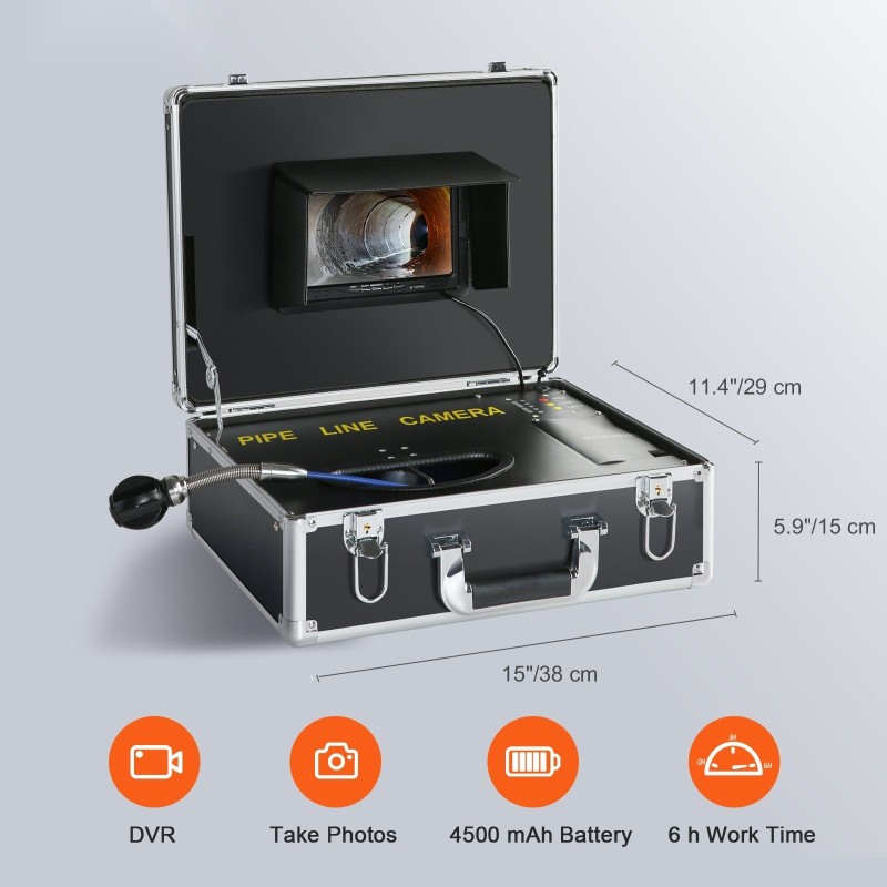 Viemärikamera 7 tuuman näyttö 25 mm 1000TVL IP68 30,5 m työntökaapeli