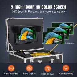 Viemärikamera puolijäykkä 30m kaapeli itseään tasaava 9-tuuman 1080P-näyttö 512Hz-paikannus