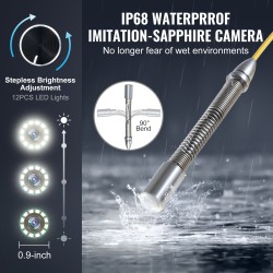 Viemärikamera puolijäykkä 30m kaapeli itseään tasaava 9-tuuman 1080P-näyttö 512Hz-paikannus