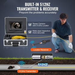 Viemärikamera viidenkymmenen metrin kaapeli yhdeksän tuuman näyttö viisisataakaksitoista hertsin paikannin